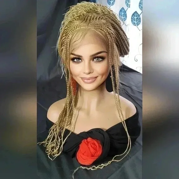 Braided Wig: African-Inspired,  feeding cornrows blond Human-Synthetic NWT - Picture 6 of 17